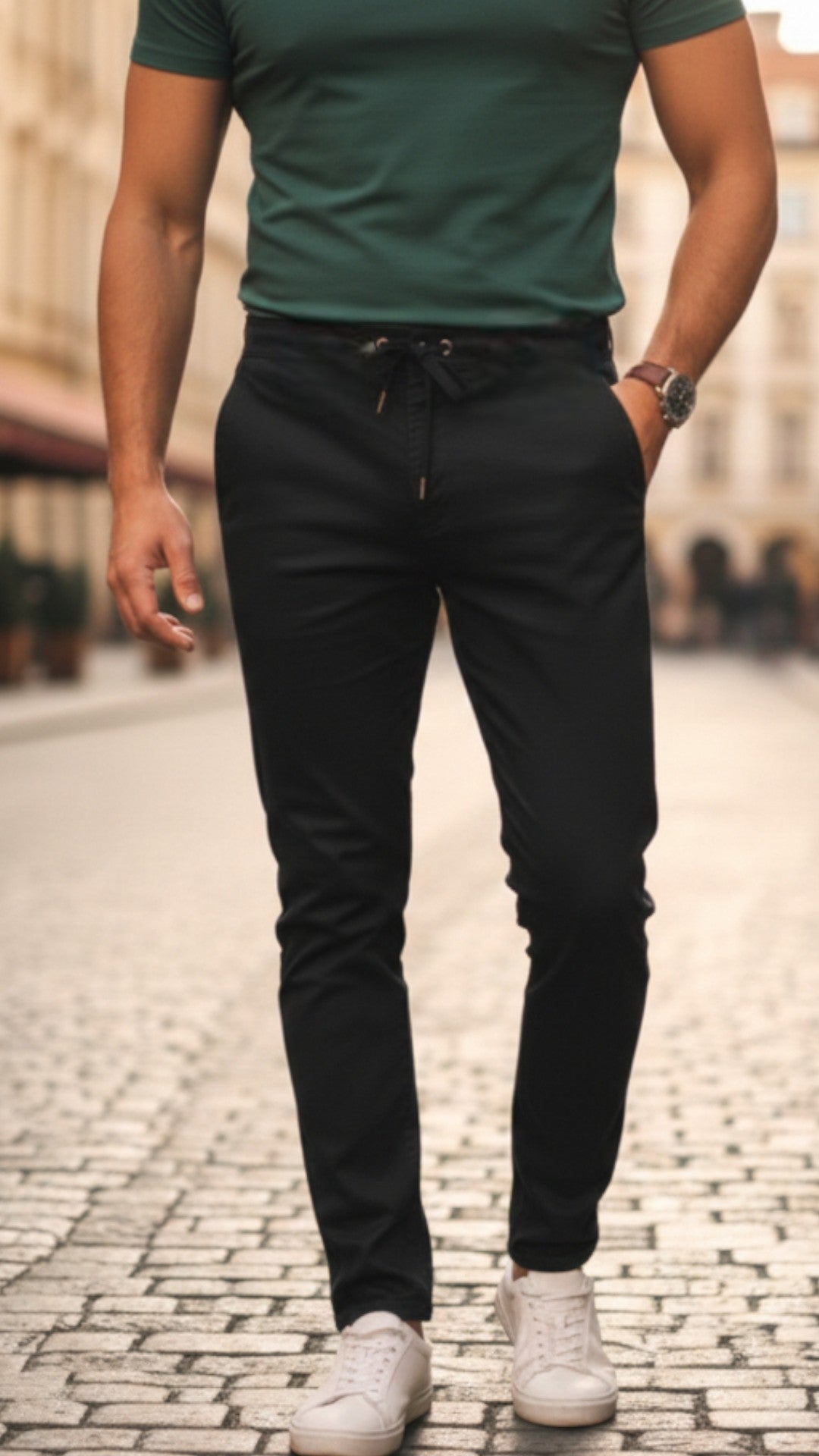 Jet Black Cotton Trouser