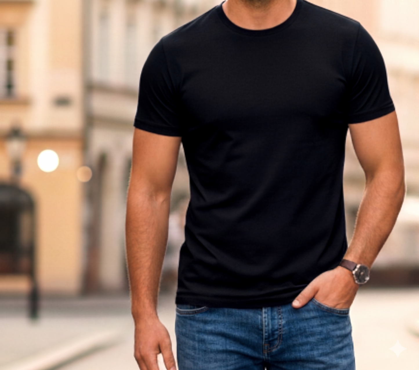 Black Cotton T Shirt