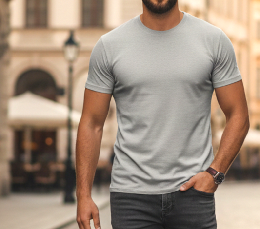 Silver Grey Cotton T Shirt